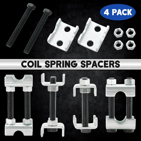 Heavy Duty 4 Pack Coil Spring Spacers With Two Way Adjustable Setup To Custom Lift Or Lower Your Truck Stance Using Built Tough Rust Free Carbon Steel. Includes bolts and nuts.