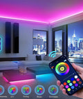 RGB LED Rope Lights for Bedrooms and Party Vibes, 65.6Ft LED Strip With Music Sync, App Control and Remote in modern living room