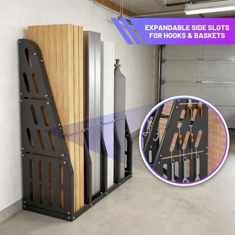 Heavy Duty 1500 Lb Capacity 4 Bay Vertical Bar Rack For Garage And Warehouse Storage Holds Lumber Pipes Conduit And Long Parts With Sturdy Welded Metal Frame Great For Shelves Walls And Tough Projects