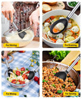 Two Pack Large Silicone Cooking Spoons Nonstick Basting Utensils Heat Resistant For Mixing Serving Draining And Stirring