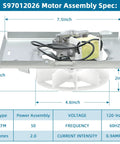 Heavy Duty Replacement Fan Motor For 696N R02 B Bathroom Ventilation Unit Smooth Airflow Upgrade Compatible With NuTone Broan Models motor assembly specification image showcasing dimensions and features.