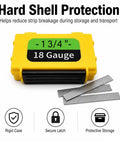 Heavy Duty Hard Shell 18 Gauge Brad Nail Strip Keeper Case with secure latch, designed to protect brad strips during transport.