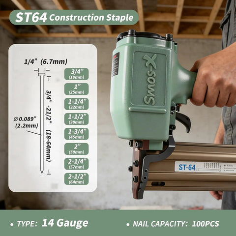 Heavy Duty Pneumatic Concrete Nailer With Safety Lock And Clear Viewing Window Accepts Three Quarter To Two Inch Nails Rock Solid Air Powered Framing Tool For Decking Hardwood Furring Soffits And Lath Jobs Ready To Rock Your Crew