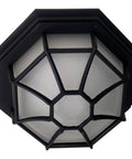 Slick 12 Inch LED Octagonal Outdoor Wall Or Ceiling Flush Mount Light With Dimmable And Selectable 3000K 4000K 5000K CCT, black cast aluminum with frosted glass diffuser.