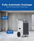260 Pints Commercial Dehumidifier With Pump And Drain Hose For Basements And Large Spaces Like Warehouses shown in room setup