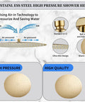 High Pressure 16 Inch Brushed Gold Rain Shower Head Crazy Good Coverage Ultra Thin Stainless Steel 304 1/2 Inch Connection