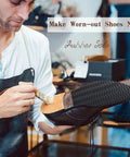 Craftsman applying 4 mm Thick Rubber Shoe Soles Replacement for Boots and Sneakers, Non Slip Wave Pattern, DIY shoe making