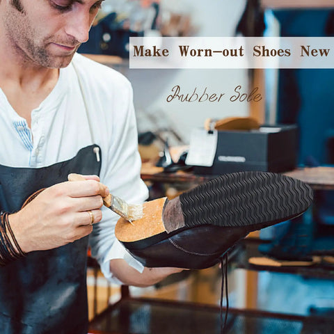Craftsman applying 4 mm Thick Rubber Shoe Soles Replacement for Boots and Sneakers, Non Slip Wave Pattern, DIY shoe making