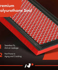 Close-up of High Performance Pre Oiled Engine Air Filter for Infiniti Nissan Subaru Saab, showcasing premium polyurethane seal and grid.