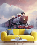 Steam Engine Train Wallpaper Mural For Living Room And Boys Room Removable Locomotive Wall Covering Retro Large Train Murals Christmas Theme
