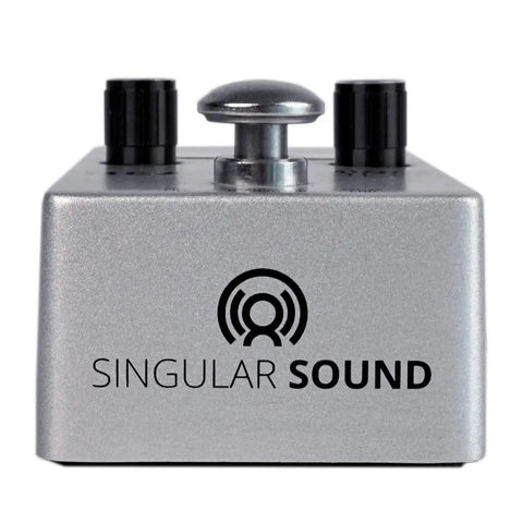 Front view of silver Hands Free Drum Machine Guitar Pedal That Lets You Build Beats On The Fly While You Play Add Fills Transitions