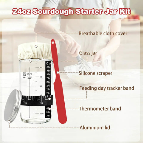 Ultimate Sourdough Starter Kit With Scale Glass Jar And Banneton Proofing Basket For Newbie Bakers Complete Bread Baking Supplies
