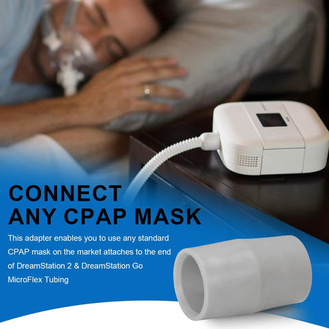 CPAP Tube Adapter For DreamStation 2 And DreamStation Go MicroFlex Tubing Connector Universal Mask Compatibility Lets You Use Any Standard CPAP Mask Easy Fit For DreamStation 2 Accessories Not For Original DreamStation, white plastic connector