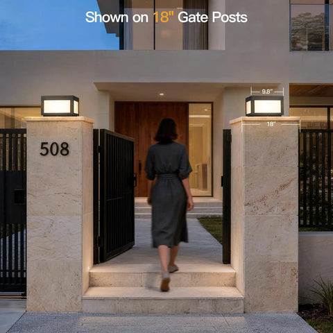 Entrance with Hardwired Outdoor Post Lights 9.8 Inch Pillar Lamps Waterproof IP54 Aluminum LED Column Lanterns 3000K
