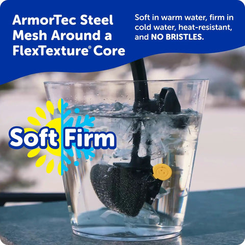 Bristle Free Grill Brush With Steam Power For Outdoor Grills Steel Scraper And Scrub Pad FlexTexture Core in ice water