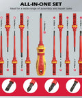 1000V Insulated Electrician Screwdriver Set With Pro Grade Magnetic Tips, 13-Piece Heavy Duty Kit showing full tool view