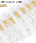 25G 5/8 Luer Lock Syringe Needles, 100 Pack, Individually Packaged, visible in sterile clear packaging