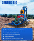 Heavy Duty Water Well Drill Rig Featuring Lightweight Hydraulic Portable Drilling Machine with No Sweat Setup for Residential Yard Wells and Deep Soil Piling Projects, side view on site.