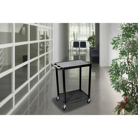 Heavy Duty Multipurpose Utility Cart With Two Shelves Black Durable HDPE Shelves And PVC Legs That Will Not Rust Or Scratch