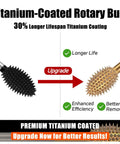 Heavy Duty Titanium Coated Rotary Burr Set Two Piece Coarse Carbide Wood Carving Kit showing black and gold rotary burrs.