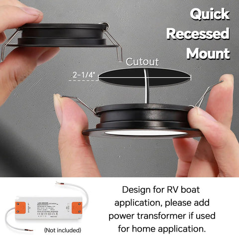 Ultra Slim 12V Led Ceiling Puck Light With Sweet Dimming Controls For Rv Camper Van Trailers quick recessed mount image