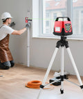 Heavy Duty 360 Degree Rotary Laser Level Kit With 2000 Ft Green Beam Self Leveling Transmitter on tripod in construction setting.