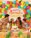 Colorful Tropical Balloons Pack 12 Inch Set With Jungle Leaves And Floral Accents For Birthday Parties Baby Showers Luaus
