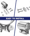 Installation steps for 2.5 Inch Exhaust Clamp Sleeve Coupler For 2.5 Inch OD Exhaust Pipe Muffler Elbow And Tubing