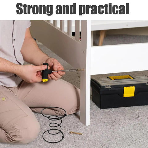 Person using a tool to install Heavy Duty Six Inch Sofa Spring Repair Kit, Eight Pack Kickass Metal Coil Springs For Couch Seat Fixin.