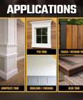 Applications of Composite Trim Screw Set Stainless Steel 304 No 8 By 2 Inch, shown in various outdoor and indoor trims