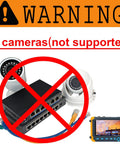 Warning sign indicating IP cameras are not supported by Portable 5 Inch CCTV Monitor And Camera Tester On The Go 4 In 1 8MP AHD TVI CVI CVBS 1080P Coaxial HD Video Tester With RS485 PTZ Control UTP Cable Test VGA And HDMI Input DC12V Output