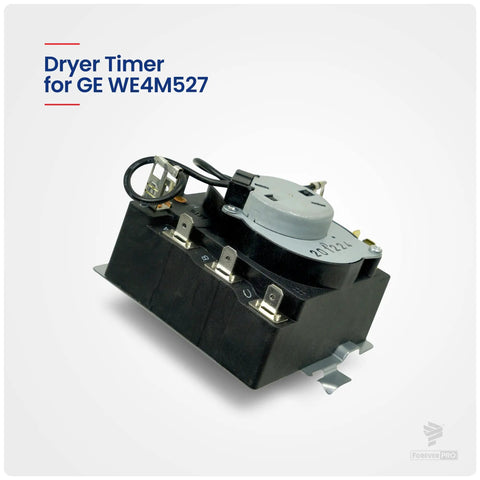 GE Dryer Timer Replacement WE4M365 WE4M527 Premium Pro Grade Timer With Easy Install, OEM Quality on white background.