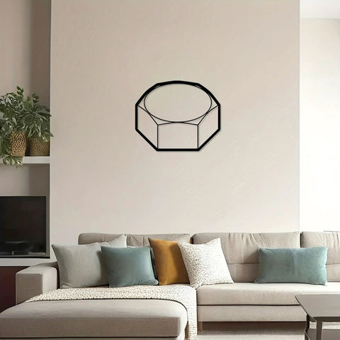 Modern Industrial Geometric Metal Wall Art Panel Premium Sturdy Home Decor Finish For Living Room Bedroom Accent minimalist design on wall
