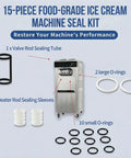 Soft Serve Ice Cream Machine Parts Kit 15-Piece Replacement Set With Gaskets O-Rings And Seals For Vevor And YIKAFU Ice Cream Makers
