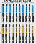 Heavy Duty Pro Grade 3 Inch Impact Hex Bit Set With 20 Pieces Metric And SAE Allen Wrenches, S2 Steel Bits with size chart