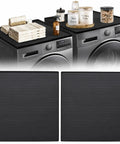 Set Of Two 25X25 Inch Washer And Dryer Top Protector Mats, dark gray, silicone, used on washer dryer surfaces for organization.