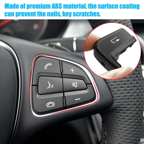 Mercedes-Benz Steering Wheel Button Cover Replacement For C Class W205 2016-2018 And GLC X253 2016-2019 Black close-up view.