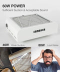Pro Grade Nail Dust Collector Machine 60W With 2 Reusable Filters and Quiet Vacuum Fan displayed with comparison images