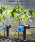 Plug And Play Drip Irrigation Kit 100 Ft With 1/4 Inch Tubing 20 Drippers 20 Stakes Tee Connectors watering small plants