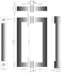 Technical diagram of Stainless Steel 304 Grade Tubular Back-To-Back Shower Door Pull Handle, 8-Inch Center-To-Center, Square Profile