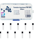 Transistor Assortment Kit 250 Pieces NPN PNP BJTs TO 92 Tinkerers For DIY Electronics Arduino Prototyping And Repair 10 Types