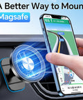 Kaistyle MagSafe car mount with 20 strong magnets holding an iPhone on the car dash.