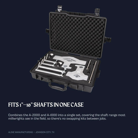 Real Deal Reverse Dial Indicator Shaft Alignment Kit Covers One To Ten Inch Shafts Straight Up Field Gear Built Like A Tank in a protective case.