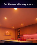 Set of No Hassle Mount Big Time Brightness Smart 6 Inch Recessed LED Downlight 6 Pack illuminating a kitchen space.