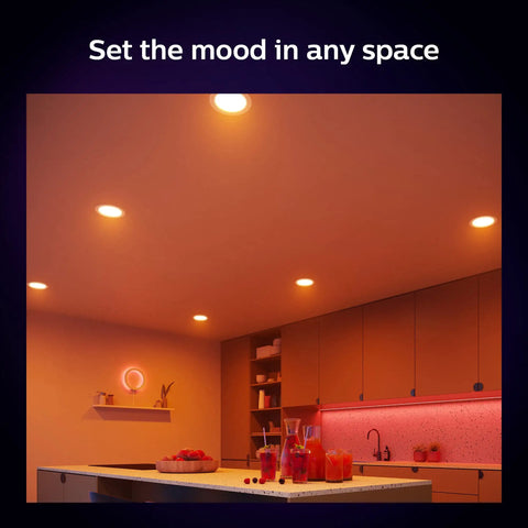 Set of No Hassle Mount Big Time Brightness Smart 6 Inch Recessed LED Downlight 6 Pack illuminating a kitchen space.