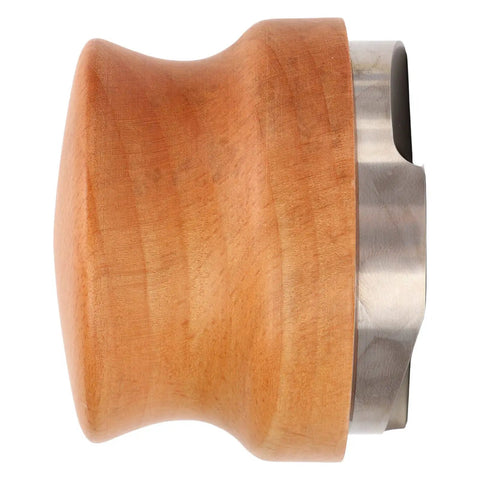53mm Stainless Steel Coffee Distributor And Espresso Tamper Featuring Quick Depth Adjustment And Comfort Contoured Beech Handle side view