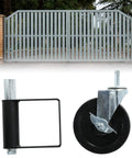 Rock Solid Spring Loaded Gate Wheels That Roll Smooth As Butter, 5" rubber roller, aluminum caster for easy gate movement.