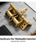 Automatic Concealed Self Closing Door Hinge With Heavy Duty Spring For Solid Wood Entryways, Gold Steel Finish on Marble Surface