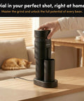 Premium Conical Burr Electric Coffee Grinder With Stepless Adjustment For Smooth Espresso Or Pour Over Brews on kitchen counter.