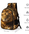 Wild King Lion Printed Unisex Backpack Large Capacity for Everyday Use Durable Polyester Daypack With Breathable Fabric Sturdy Zipper